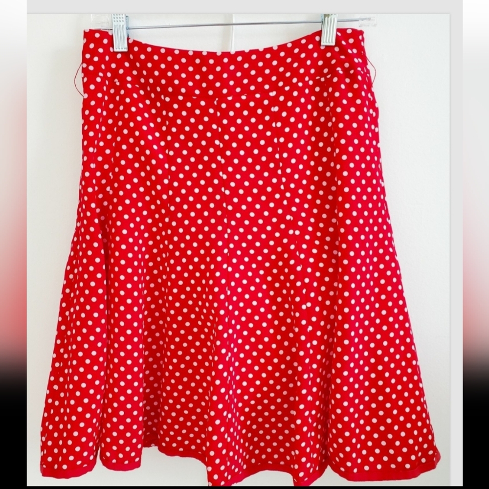 Vintage Style Flared Red Skirt With White Polka Dots Size 36 Euro/ 6 US